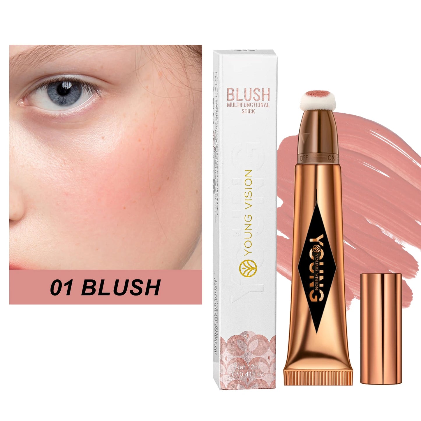 ✨ Multifunctional Liquid Blush Stick – Blush, Contour, Highlighter & Fard à Paupières 4-en-1