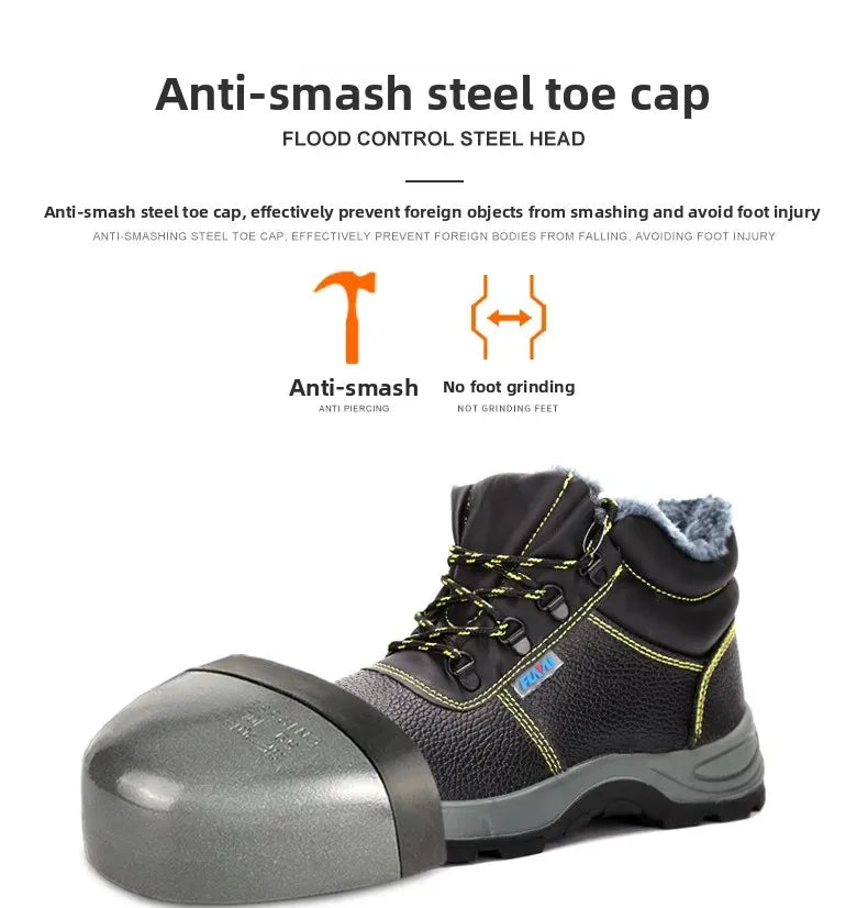 👷‍♂️ Chaussures de Sécurité Homme Montantes – Embout Acier, Antidérapantes & Chaudes pour l’Hiver