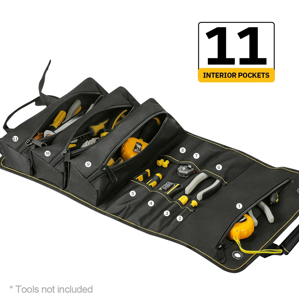 🧰 Sac à Outils Enroulable WINHUNT – 11 Poches, Résistant & Compact