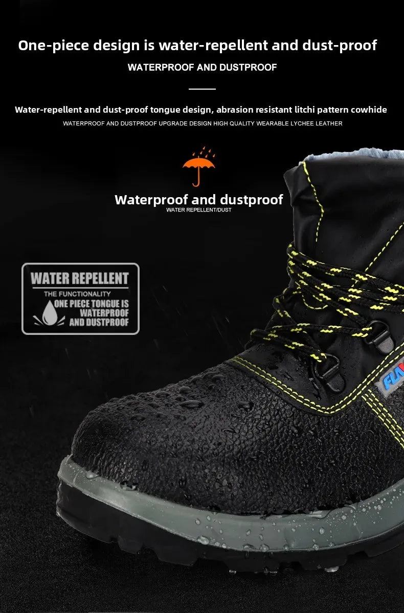 👷‍♂️ Chaussures de Sécurité Homme Montantes – Embout Acier, Antidérapantes & Chaudes pour l’Hiver