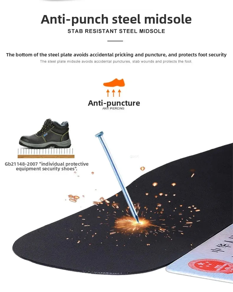 👷‍♂️ Chaussures de Sécurité Homme Montantes – Embout Acier, Antidérapantes & Chaudes pour l’Hiver