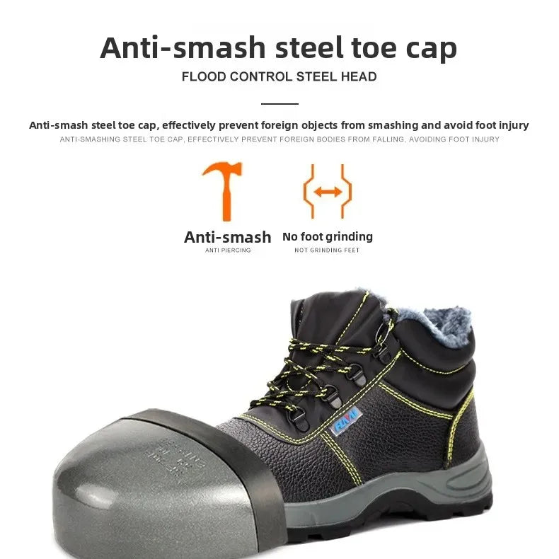 👷‍♂️ Chaussures de Sécurité Homme Montantes – Embout Acier, Antidérapantes & Chaudes pour l’Hiver
