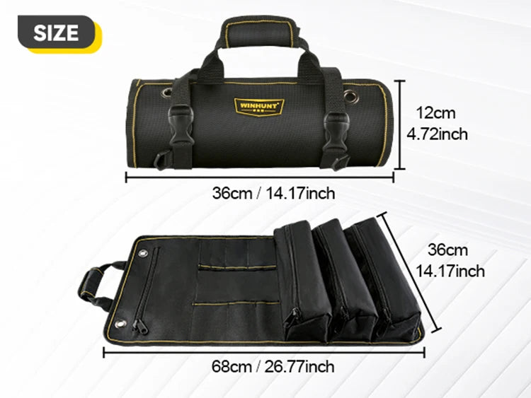 🧰 Sac à Outils Enroulable WINHUNT – 11 Poches, Résistant & Compact