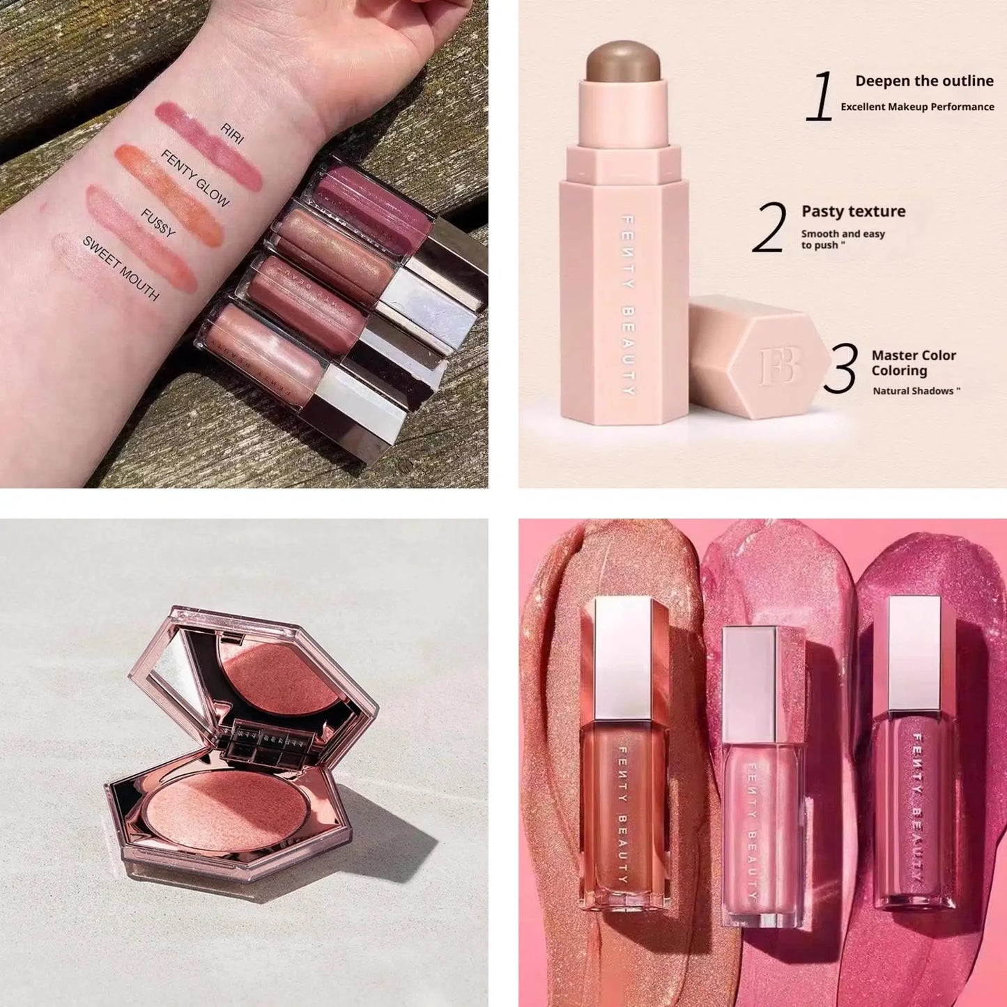 ✨ FENTY Beauty Lip Gloss & Contour Stick – Kit Teint & Lèvres Ultra Glam et Longue Tenue