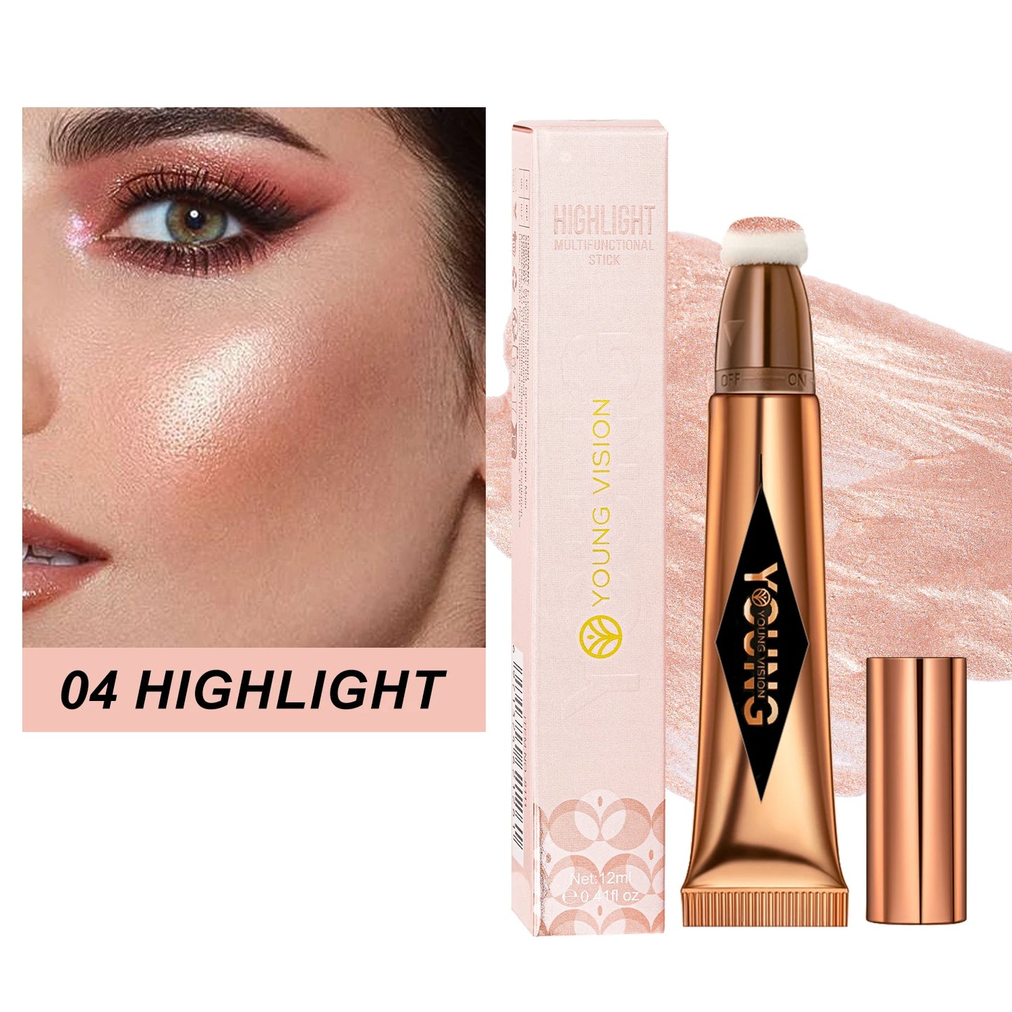 ✨ Multifunctional Liquid Blush Stick – Blush, Contour, Highlighter & Fard à Paupières 4-en-1