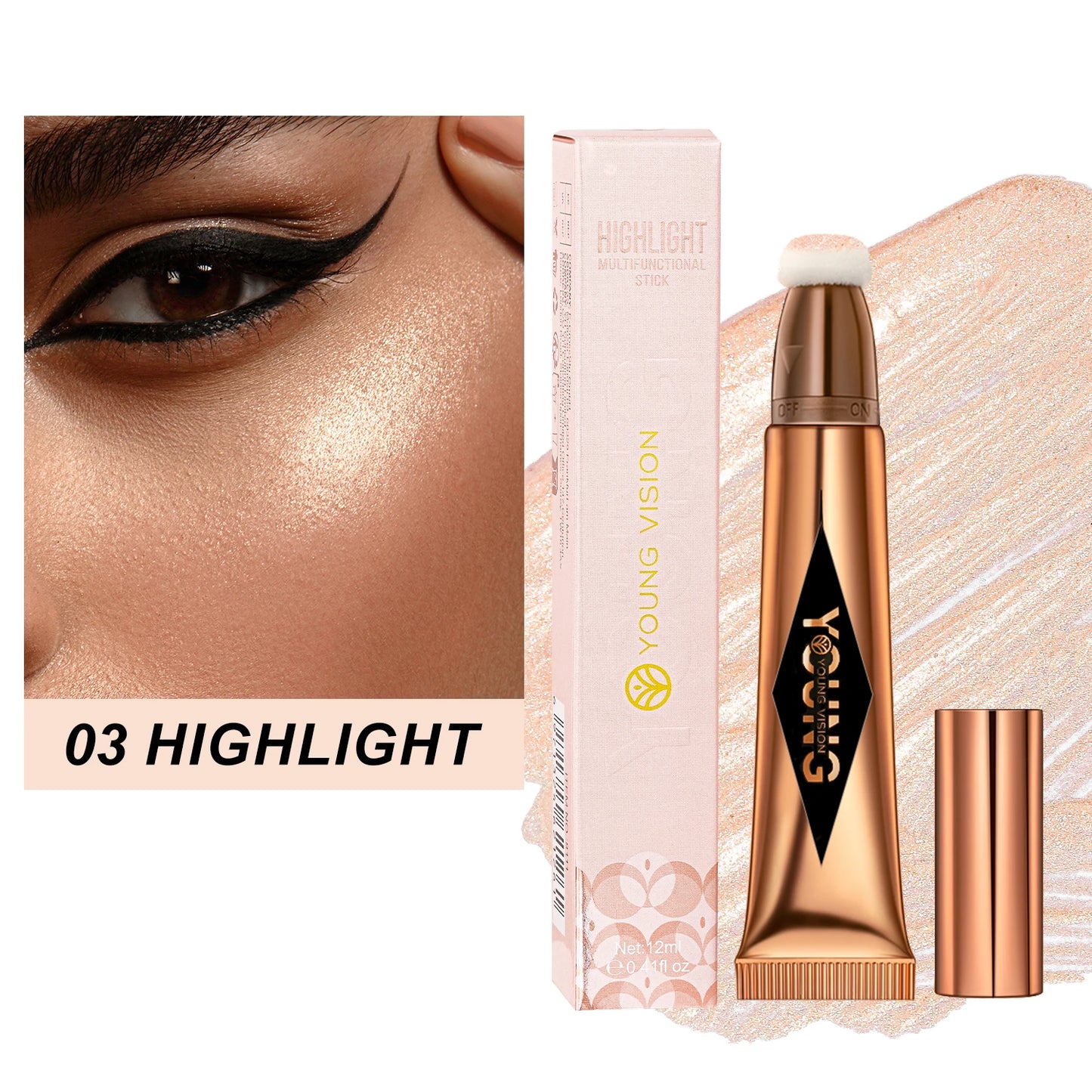 ✨ Multifunctional Liquid Blush Stick – Blush, Contour, Highlighter & Fard à Paupières 4-en-1