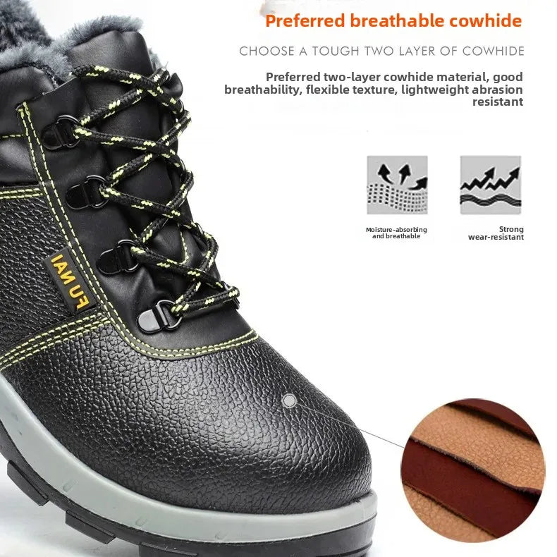 👷‍♂️ Chaussures de Sécurité Homme Montantes – Embout Acier, Antidérapantes & Chaudes pour l’Hiver