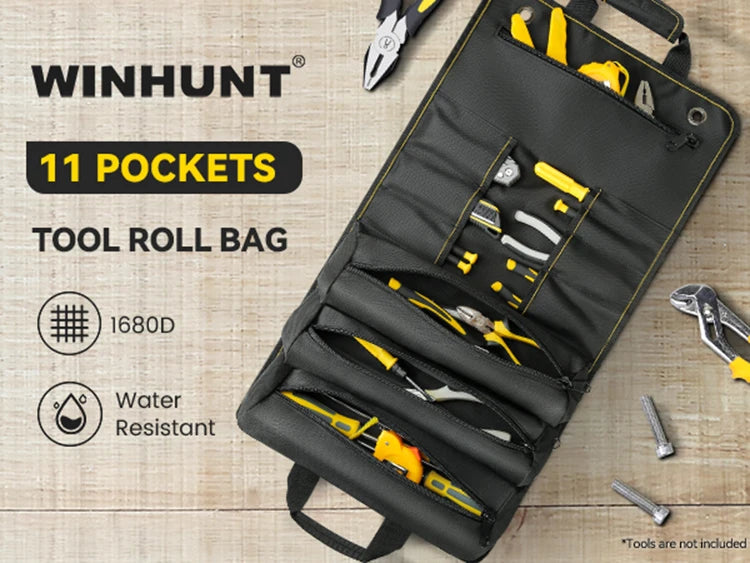 🧰 Sac à Outils Enroulable WINHUNT – 11 Poches, Résistant & Compact