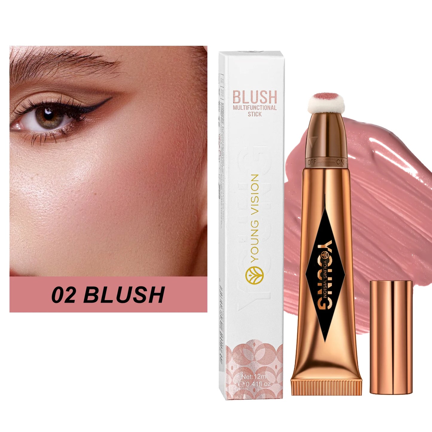 ✨ Multifunctional Liquid Blush Stick – Blush, Contour, Highlighter & Fard à Paupières 4-en-1